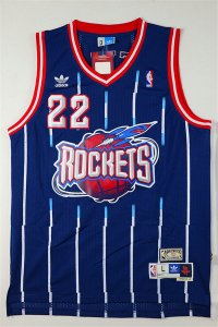 Maillot De Basket Houston Rockets Clyde Drexler 22 Engrener Retro Bleu